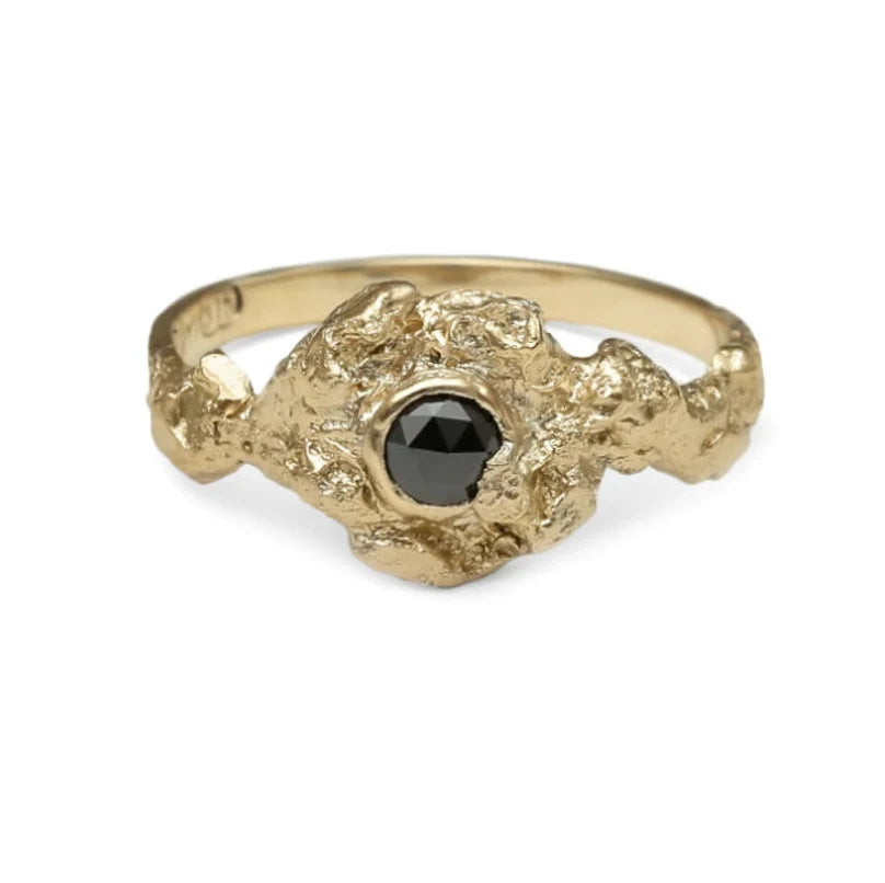 Black Color Diamond Ring ! Natural Round Rose Cut Diamond Engagement Ring 14k Yellow White Rose Gold Anniversary Ring Christmas Gift For Her